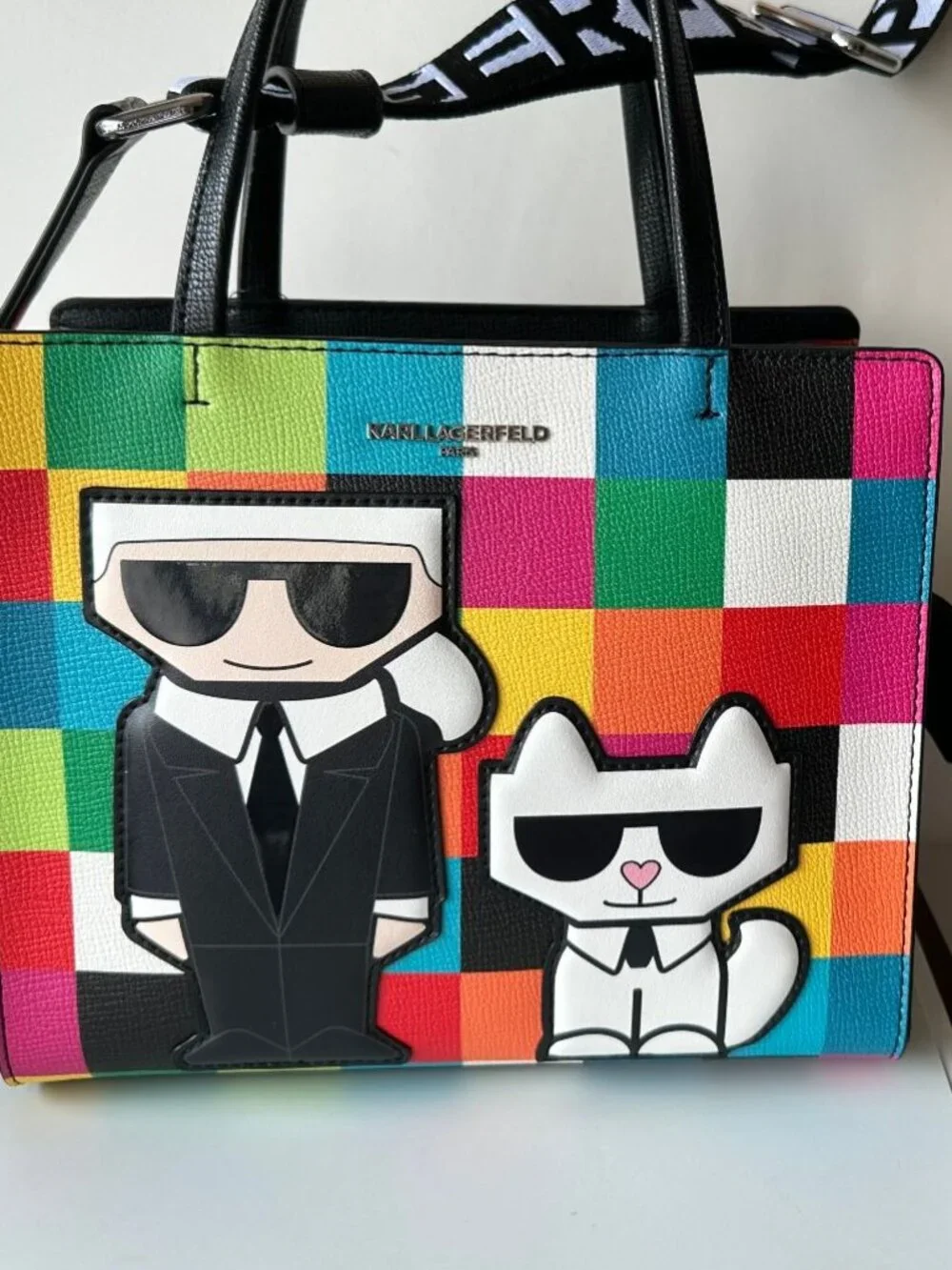 NWT $228 Karl Lagerfeld Maybelle‎ Pixel Satchel Crossbody Bag
